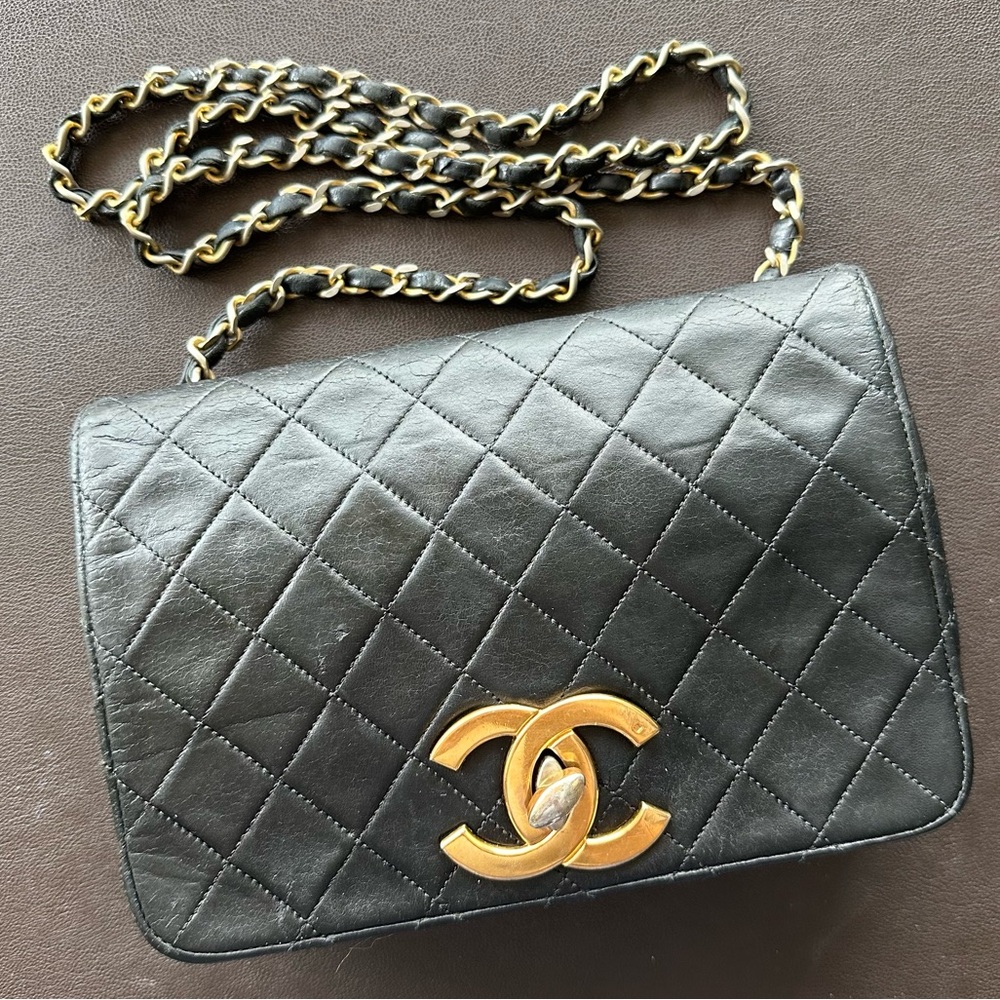 Vintage Chanel Black Lambskin Single Flap